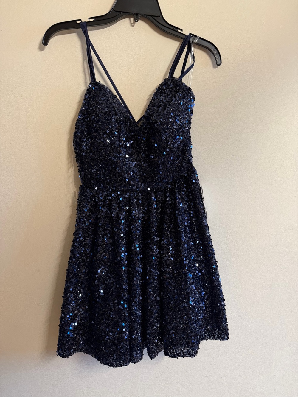 NWT Navy Sequin Spaghetti Strap Mini Dress juniors size 3 from Macy’s